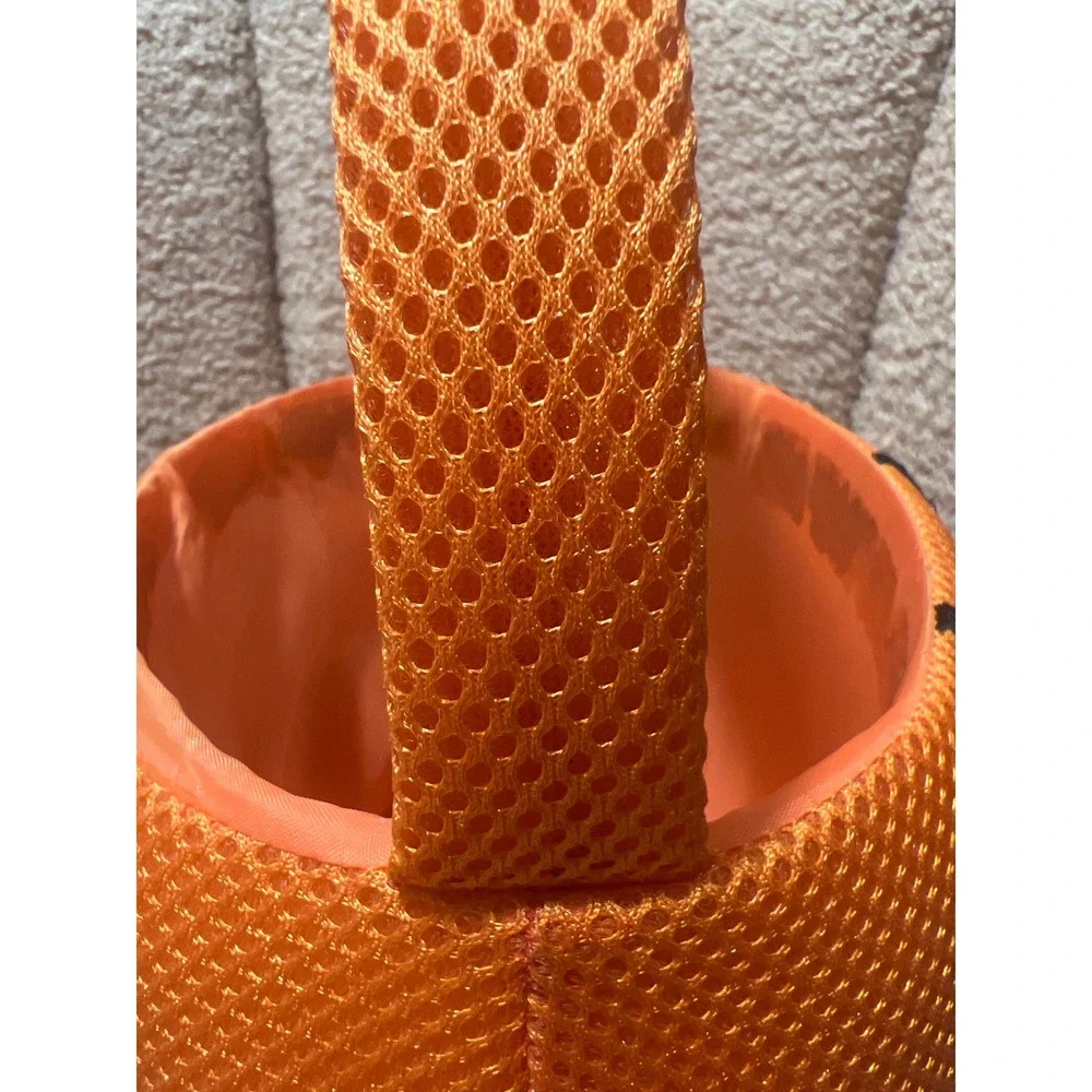 Basketball Plush Easter Basket Trick or Treat Bucket Orange Mesh Sports Theme